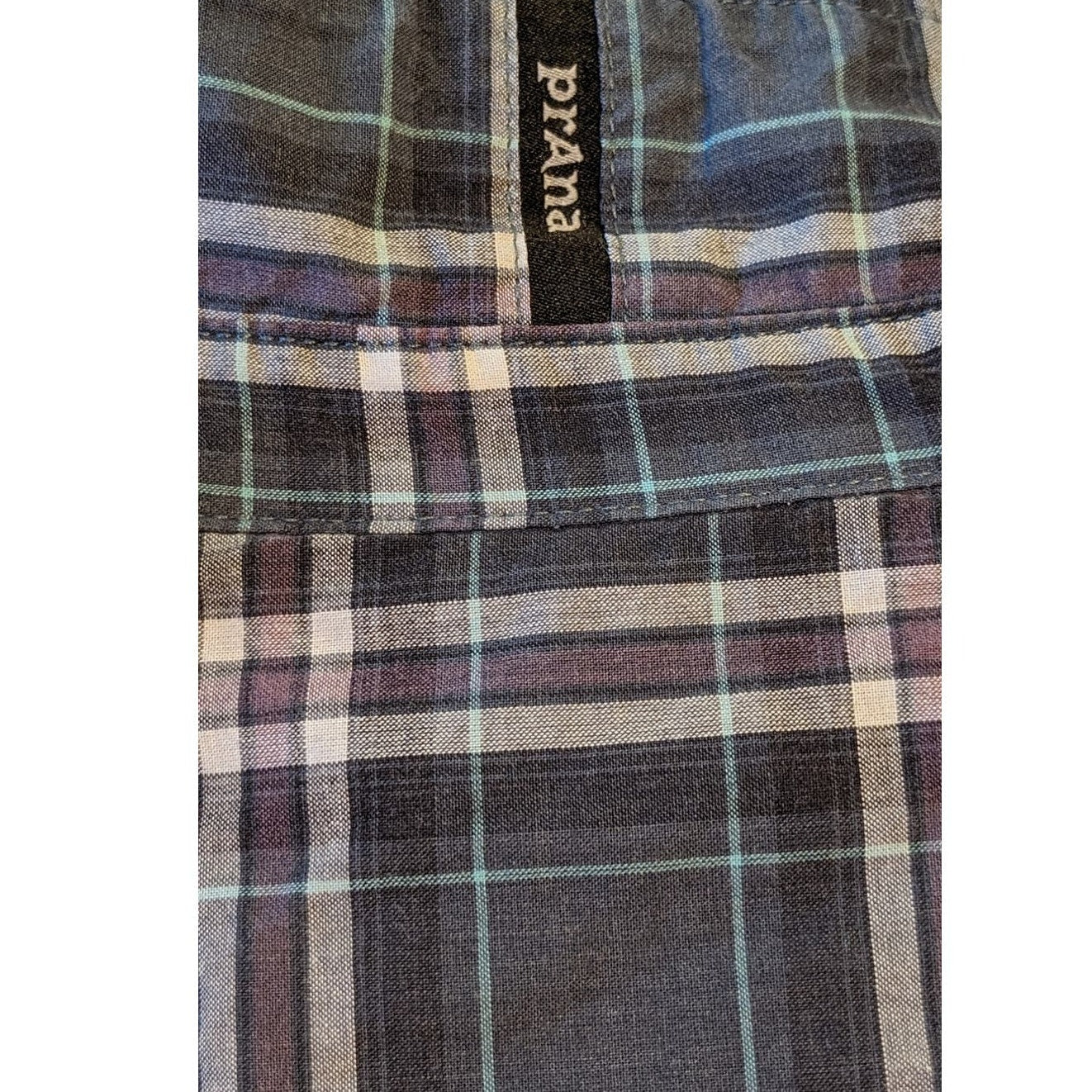 PrAna Gray Purple Plaid Button Up 100% Organic Cotton Men's Shirt Sz XXL