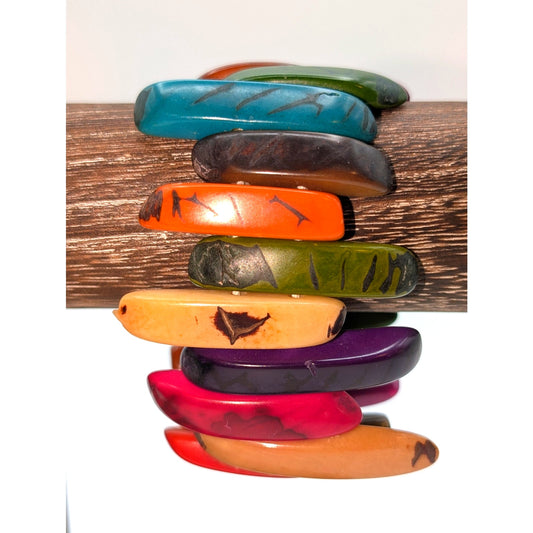 Tribal Dyed Tagua Nut Multi-Color Stretch Bead Bracelet
