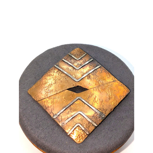 Signed Marjorie Baer of San Francisco Designer Vintage Mixed Metal Brooch