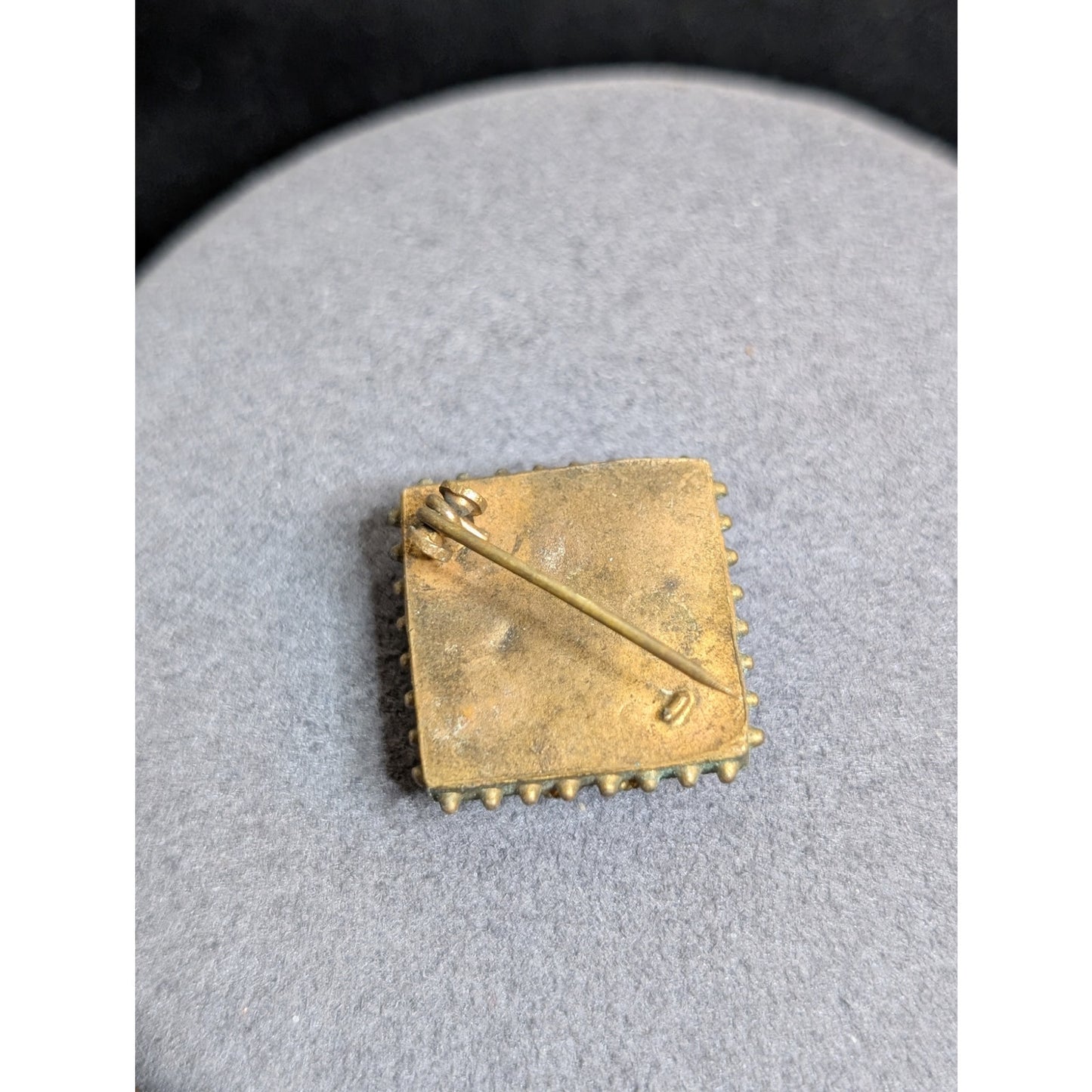 Antique Micro Mosaic Italian 19th Century 7/8" Square Brooch W/ Broken Off Hook