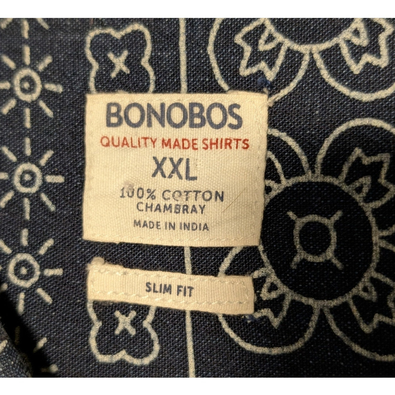 Bonobos Chambray Floral/Paisley Slim Fit Short Sleeve Button Down Mens' XXL