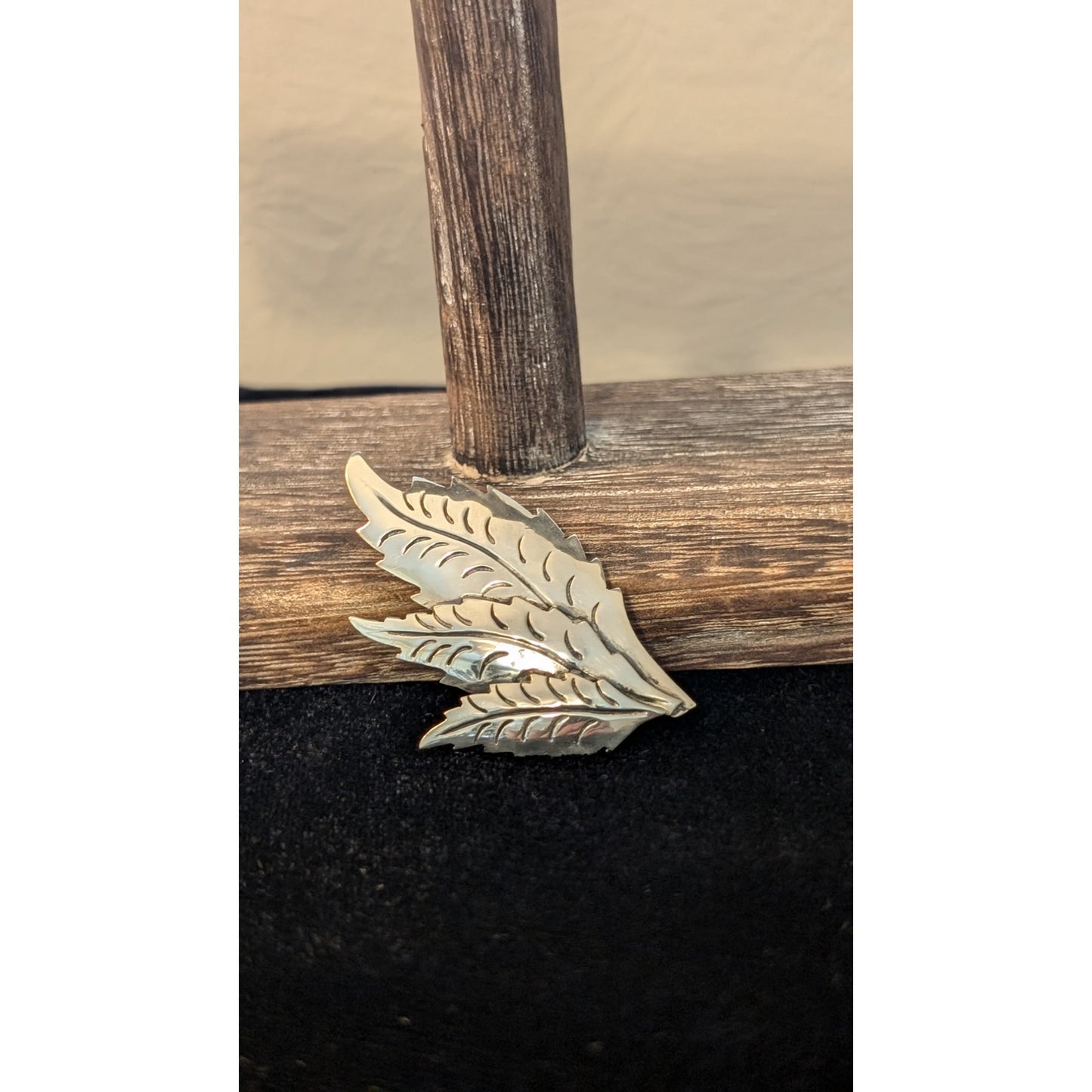 Vintage 50s-60s Mexico Signed 925 Silver Three Leaf Brooch 8g