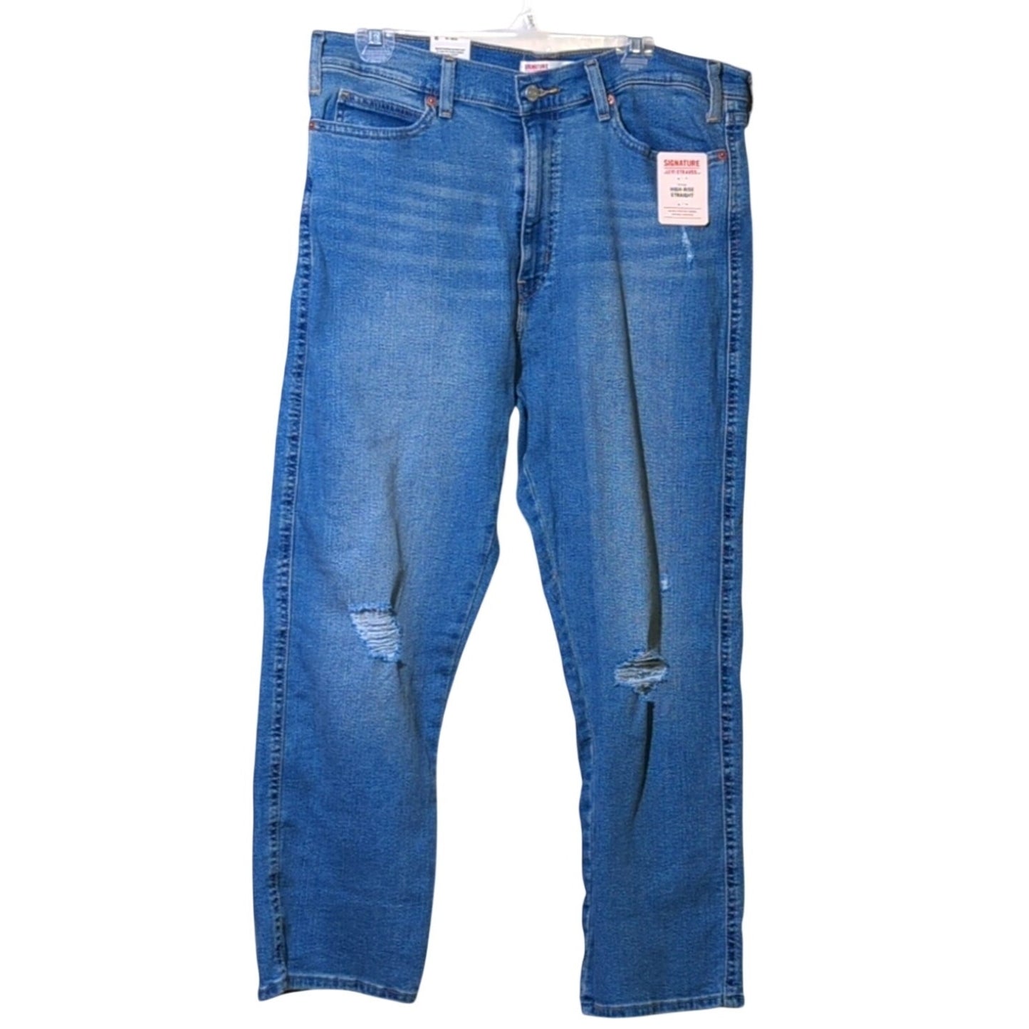 Levi's Signature NWT High Rise Straight Stretch Distressed Jean Women's Size 16