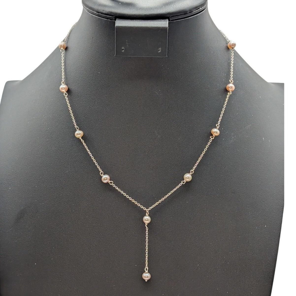 Genuine Pearl 925 Sterling Silver Chain 'Y' Drop 15.5"-18.5" Necklace