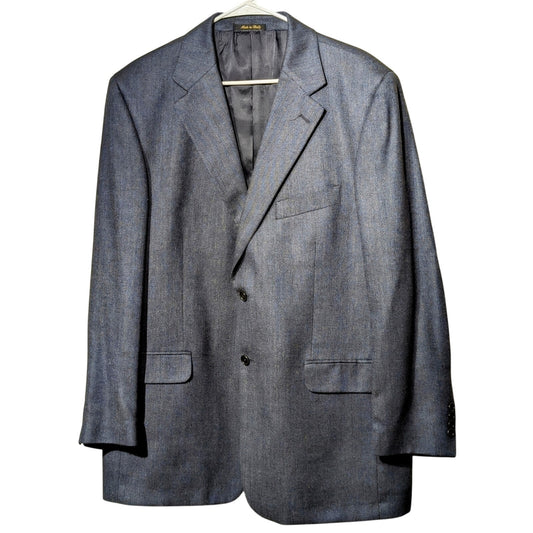 Zino Made in Italy Regent Blue Silk/Wool Two Button Men's Blazer Size 44R