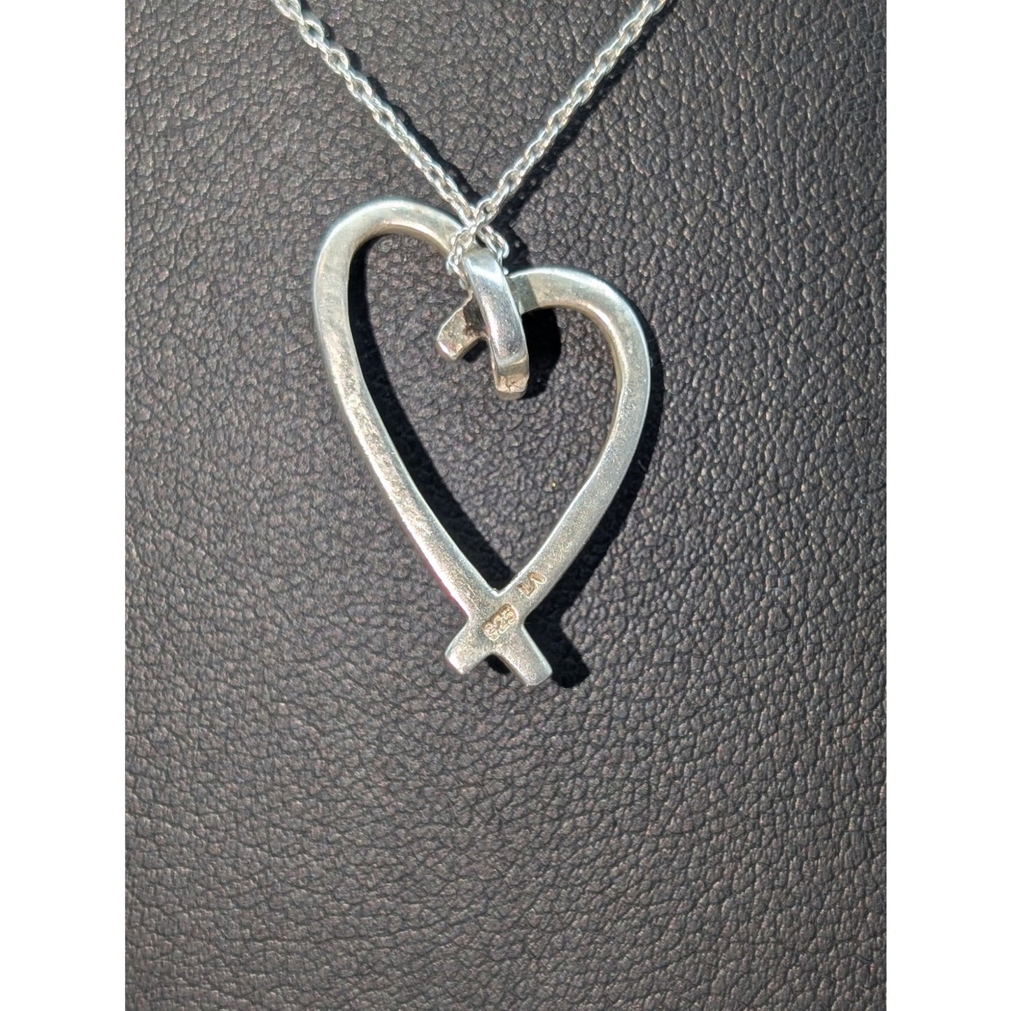 925 Italy Sterling Silver Floating Heart Pendant Chain Necklace