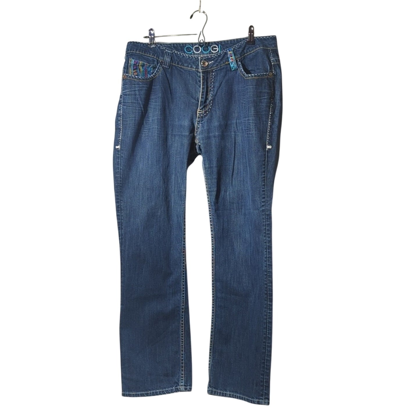 Coogi Y2K Blue Denim Embroidered Pocket Jeans Women's Size 16