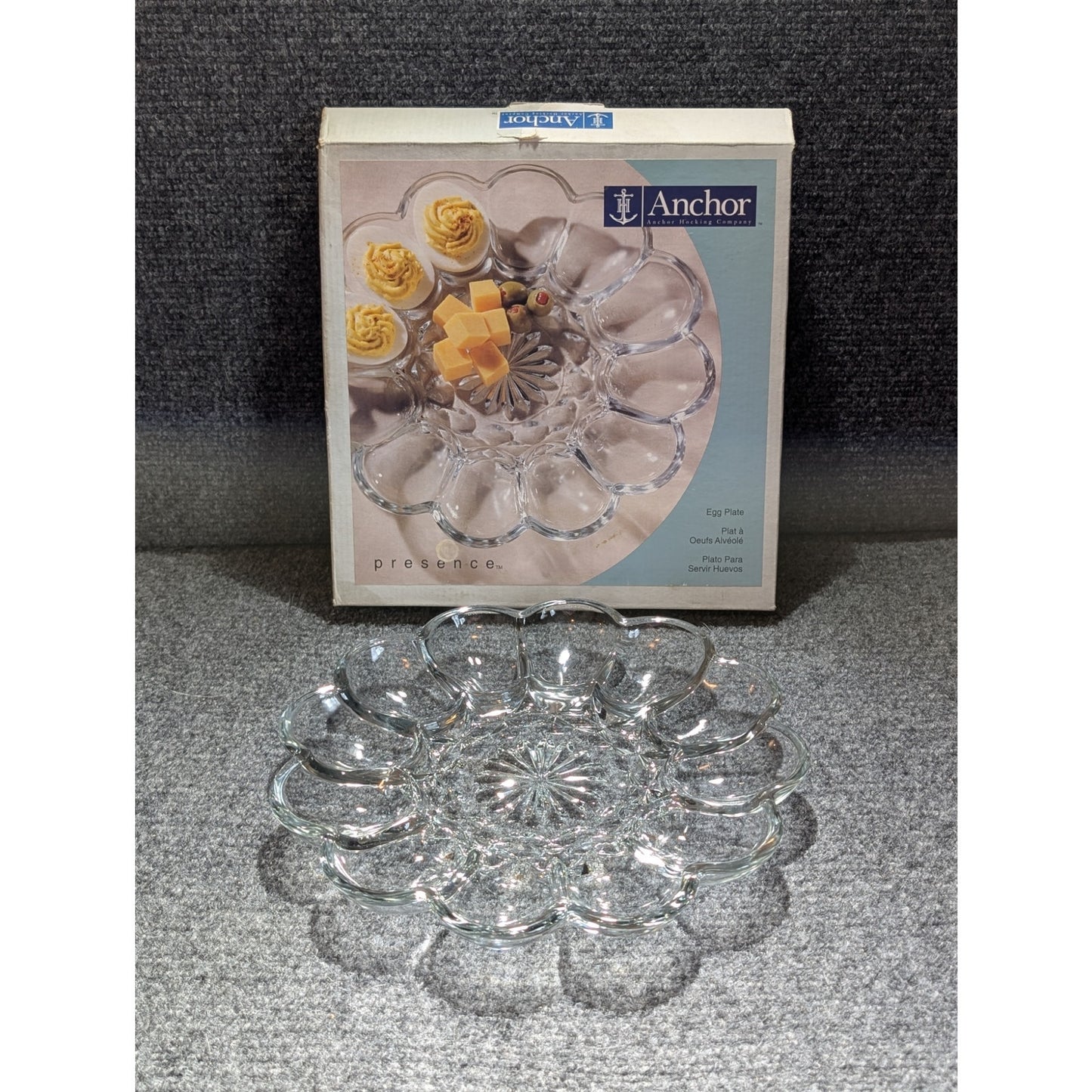 Vintage Anchor Hocking Deviled Egg Plate in Original Box