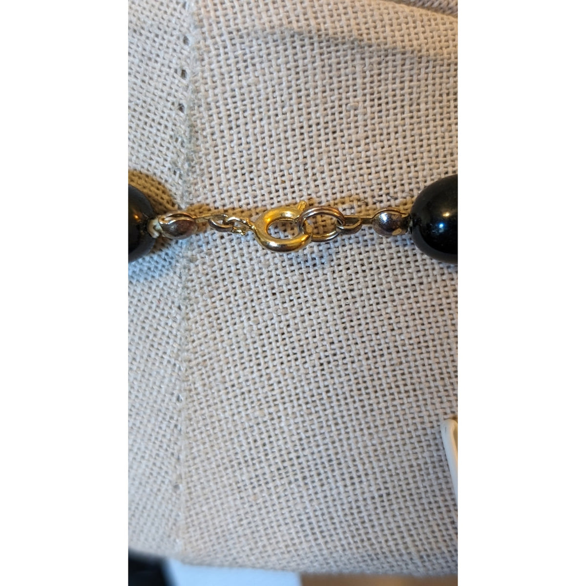 Two Black/Gold & Painted Beaded Vintage 24" & 28" Necklaces