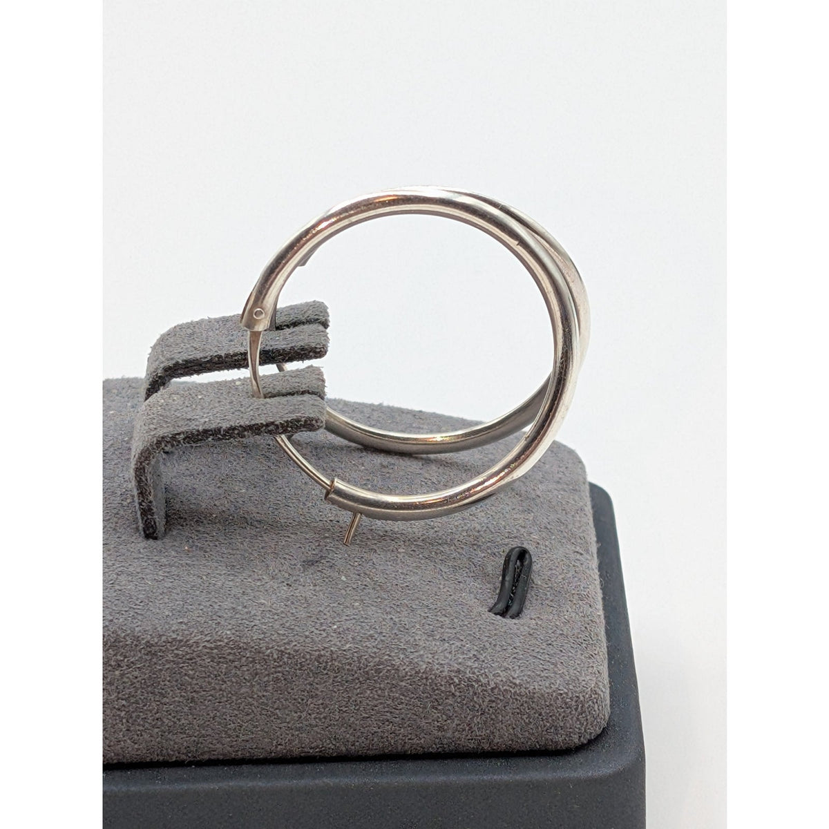 925 Sterling Silver 1" Hoop Earring With Snap Post Closure