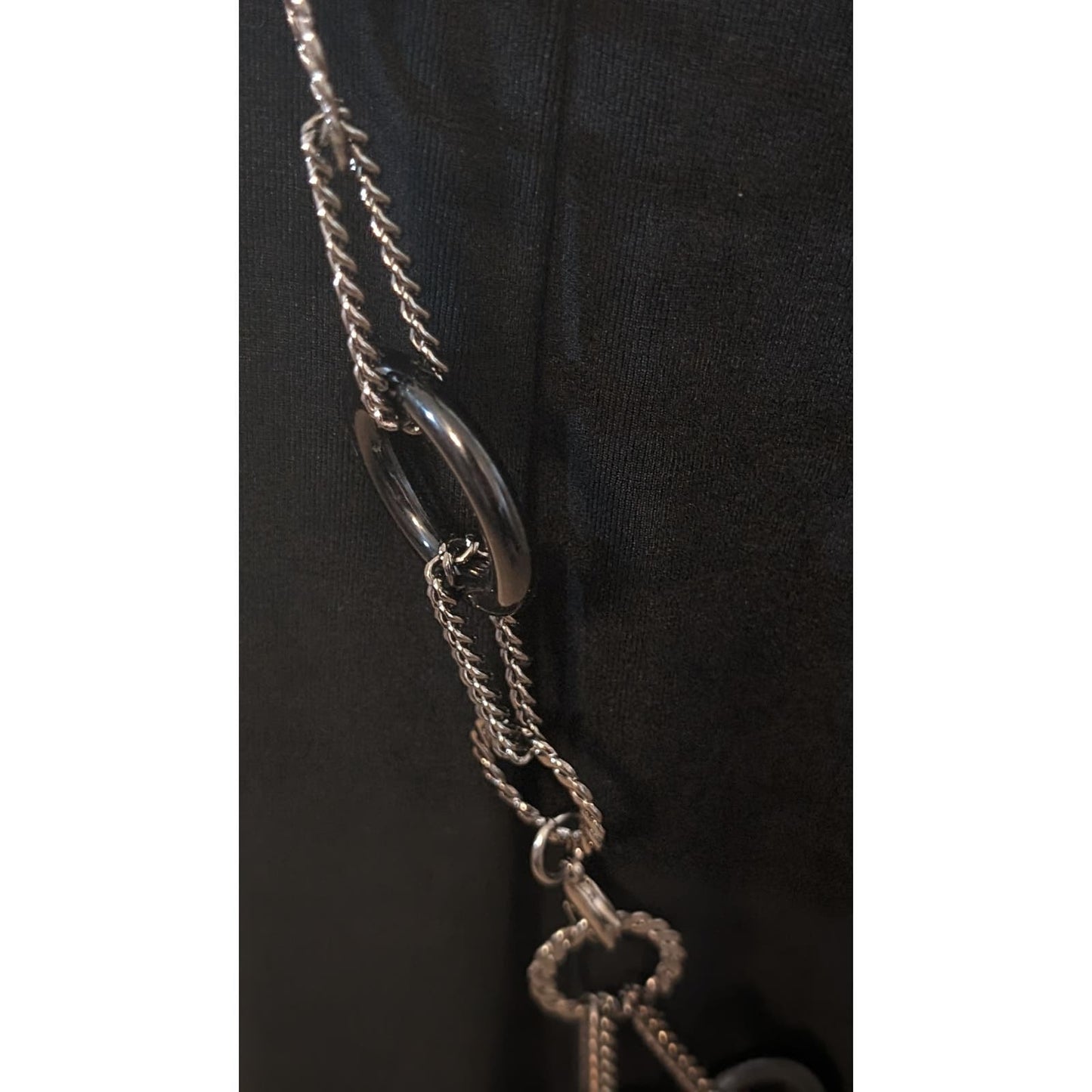 Gun Metal Black Acrylic Hoop Chain Link Belt Up to 48"