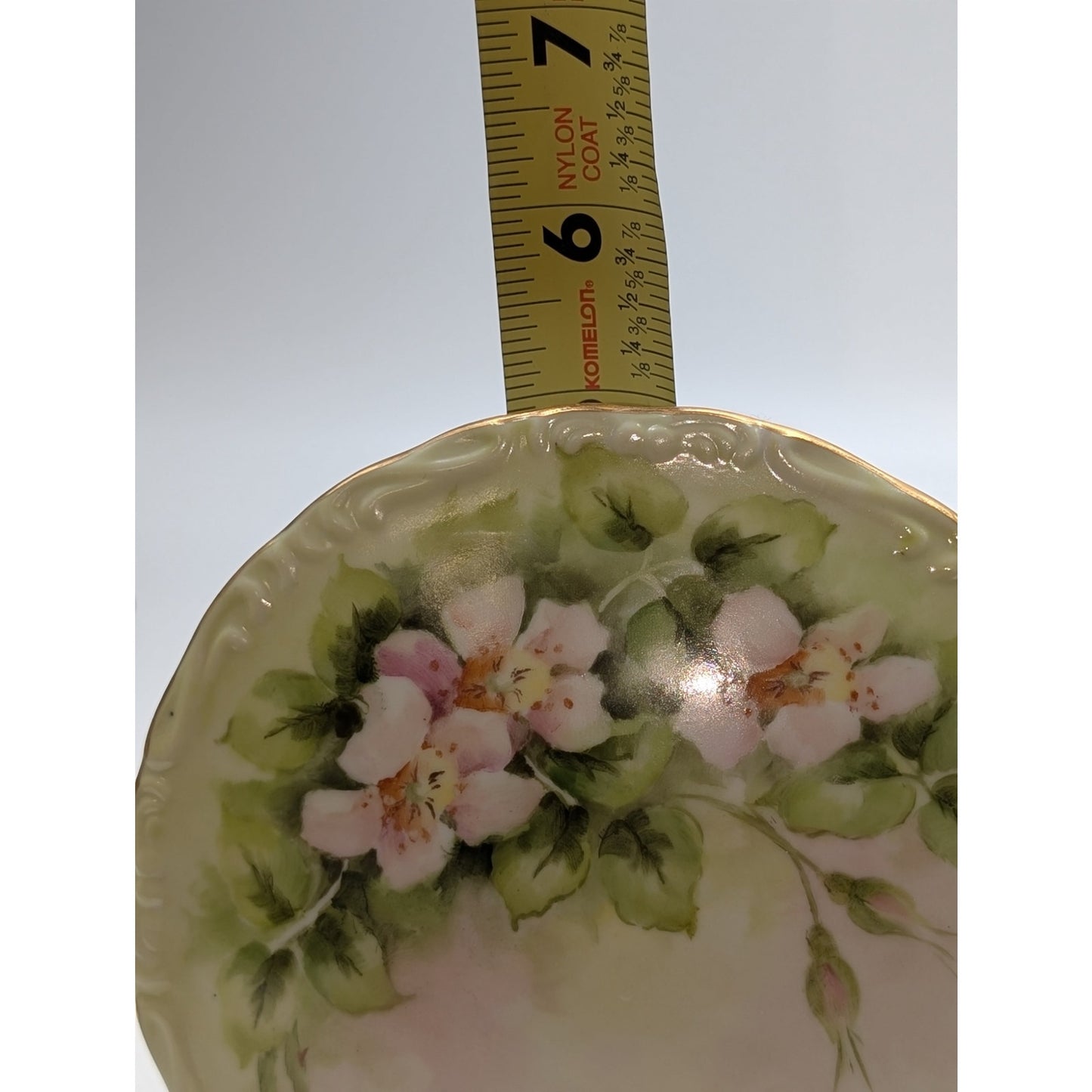 Vintage Signed M. Stricker Hand Painted Porcelain Gilt Edge Floral Pocket Vase