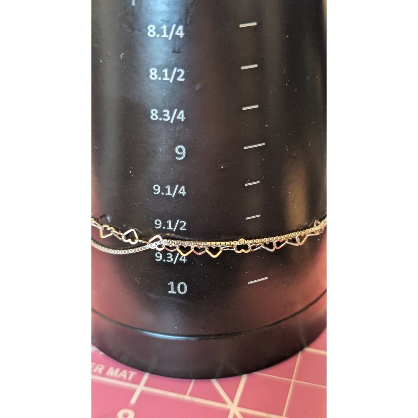 Double Strand Box & Heart Chain 925 Sterling Lobster Claw Ankle Bracelet