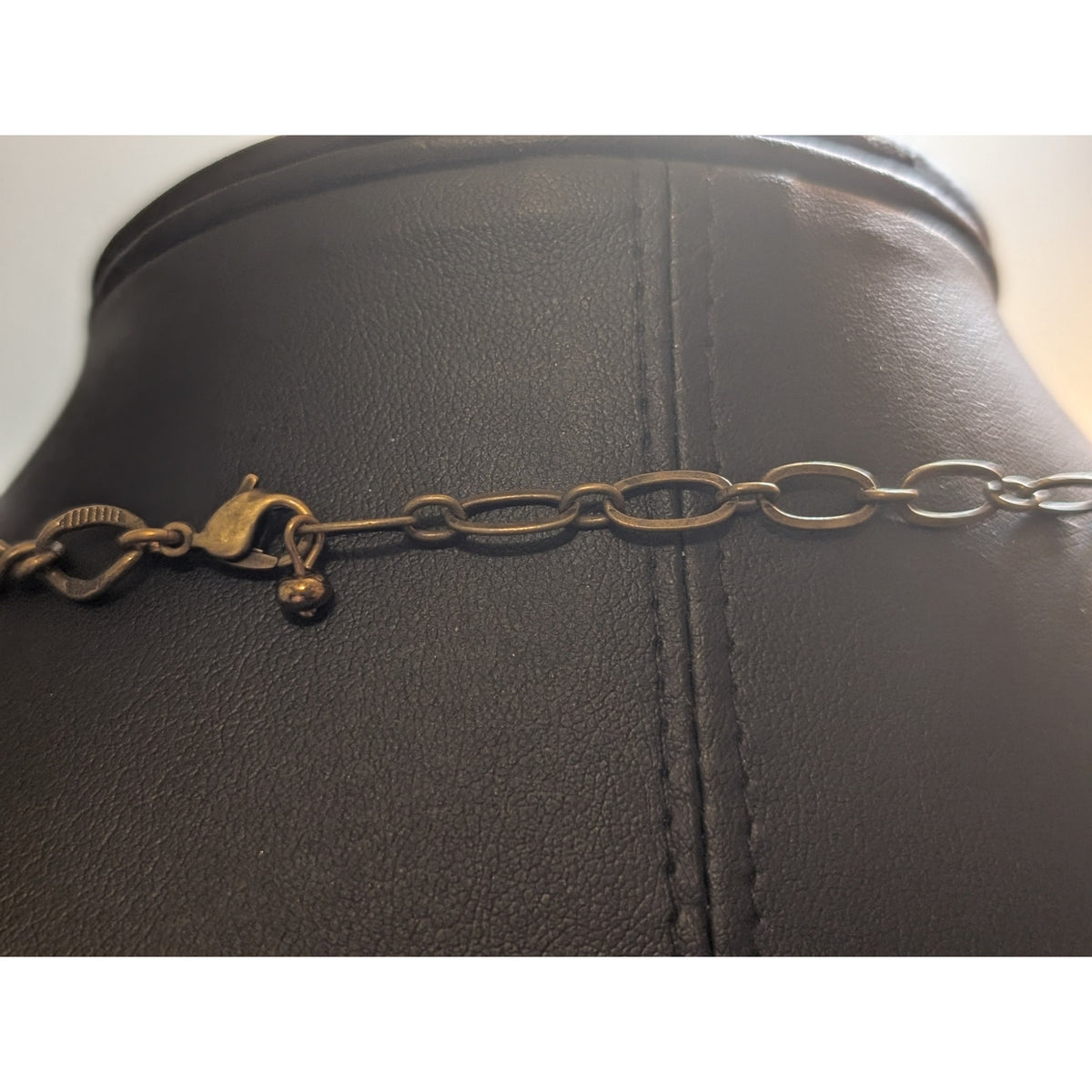 Antiqued Brass Fancy French Filigree Crystal Bead Textured Chain 26" Necklace