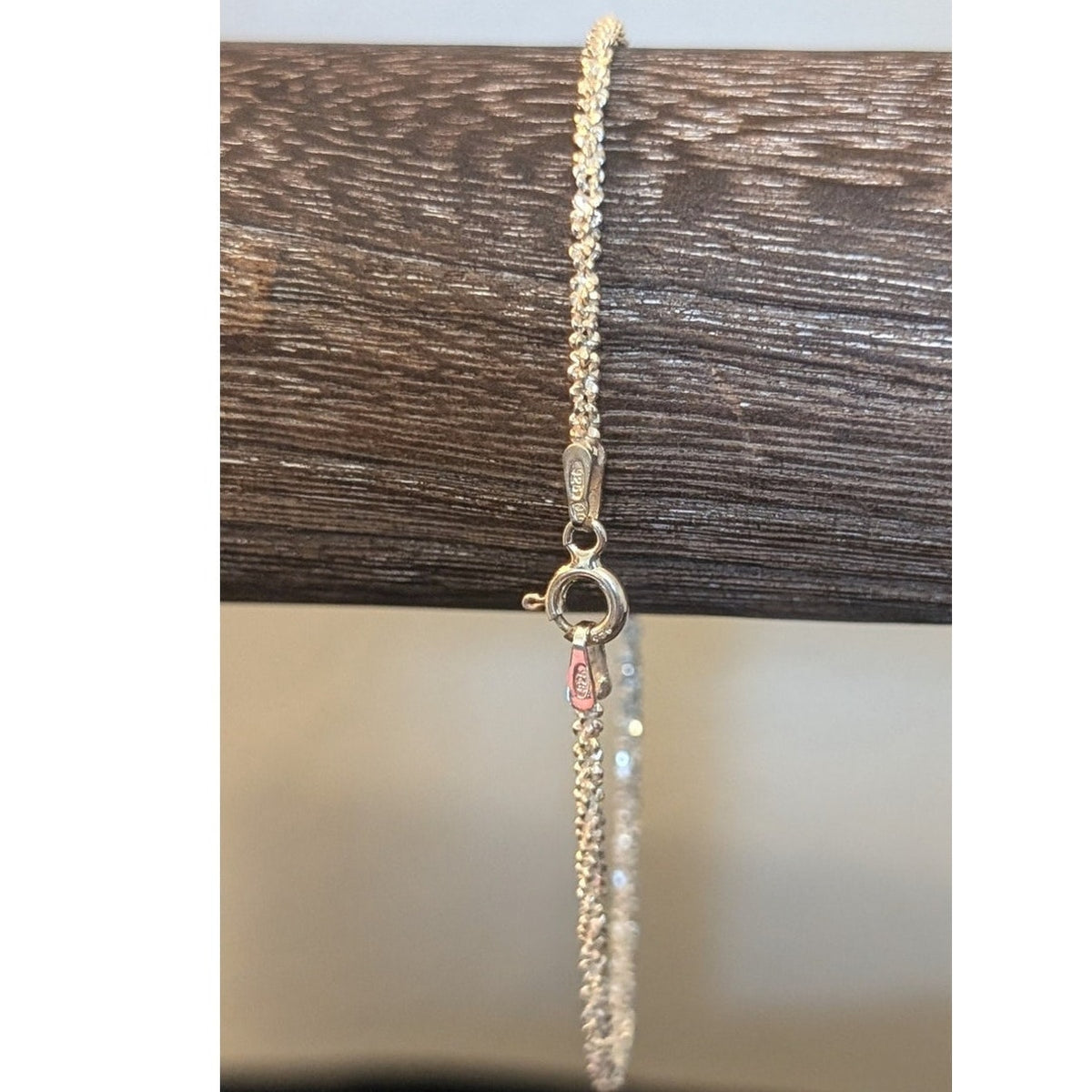 Vintage Solid 925 Silver Sparkle D/C Cut Margarita Box Rope 2mm Chain Bracelet