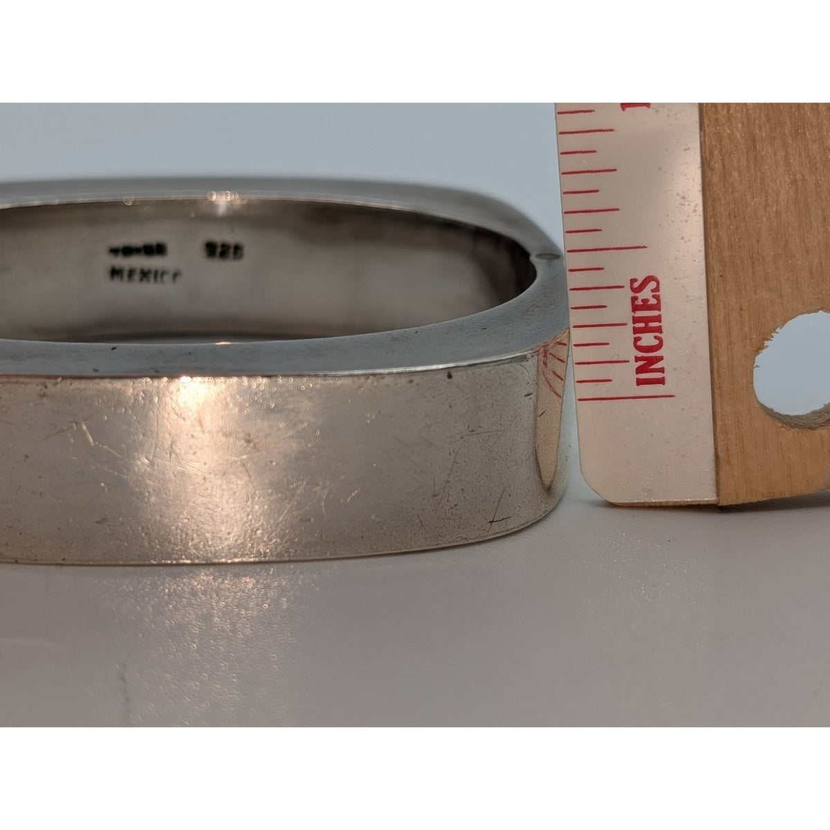Vintage Taxco 925 Sterling Mexico Chunky Rectangle Hinged Bangle Bracelet