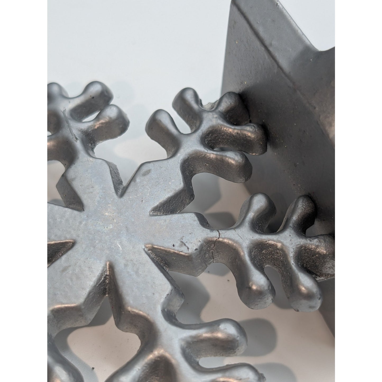 Christmas Snowflake Stocking Hanger Painted Silver Heavy Metal