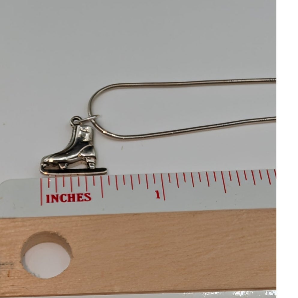 Figure Skating Charm Pendant 925 Sterling Silver 17.5" Snake Chain Necklace