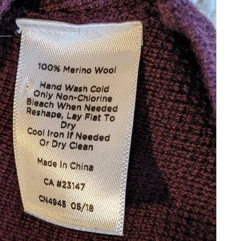 Talbots Pure Merino Wool Plum Three Button Pocket Sweater Blazer Sz Petite S