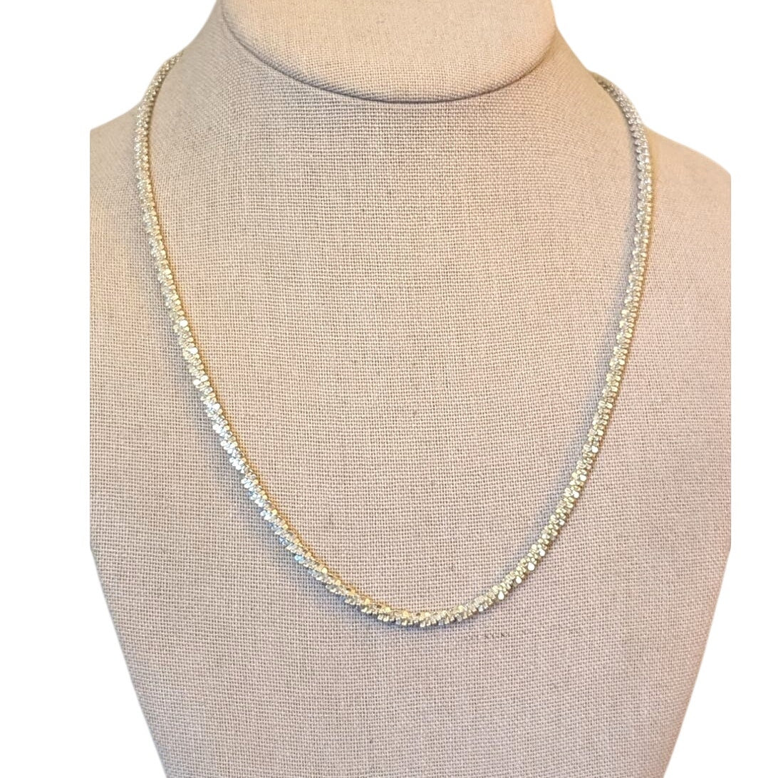 4mm Margherita Sparkly Spiral 925 Italy Sterling Silver Chain 20" Necklace