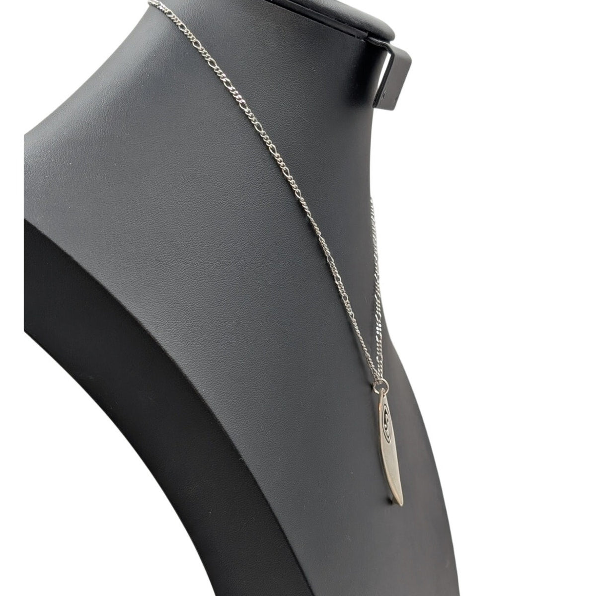 Ezi Zino 925 Sterling  Yin Yang Surfboard Pendant 18" Figaro Chain Necklace