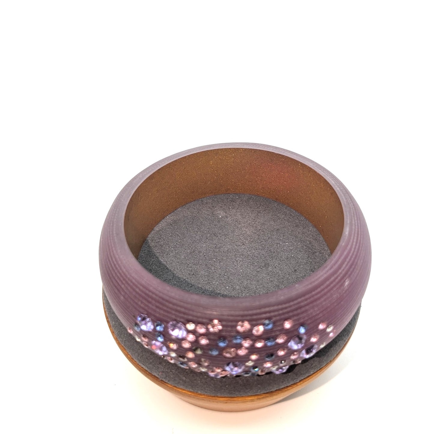 VTG  Alexis Bittar Mauve Wide Lucite Star Dust Crystals Textured Bangle Bracelet