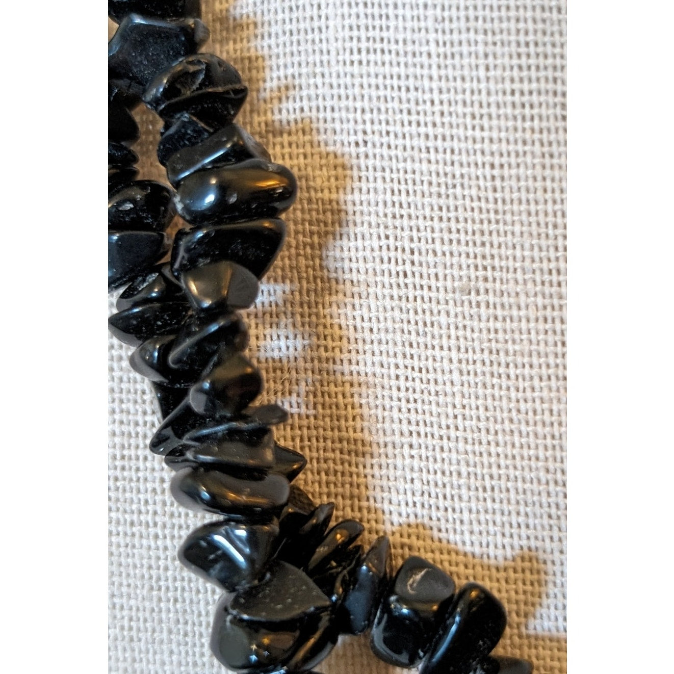 Long Black Chip Stone Bead 35-38" Necklace