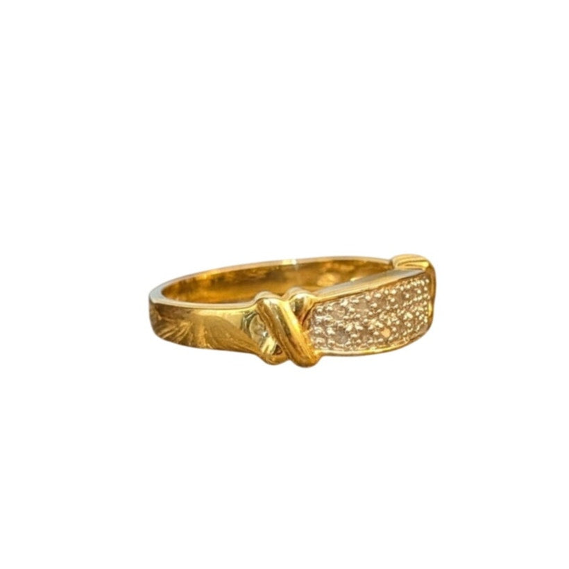 925 Sterling Silver Vermeil Two Tone X Diamond Band Ring Size 10
