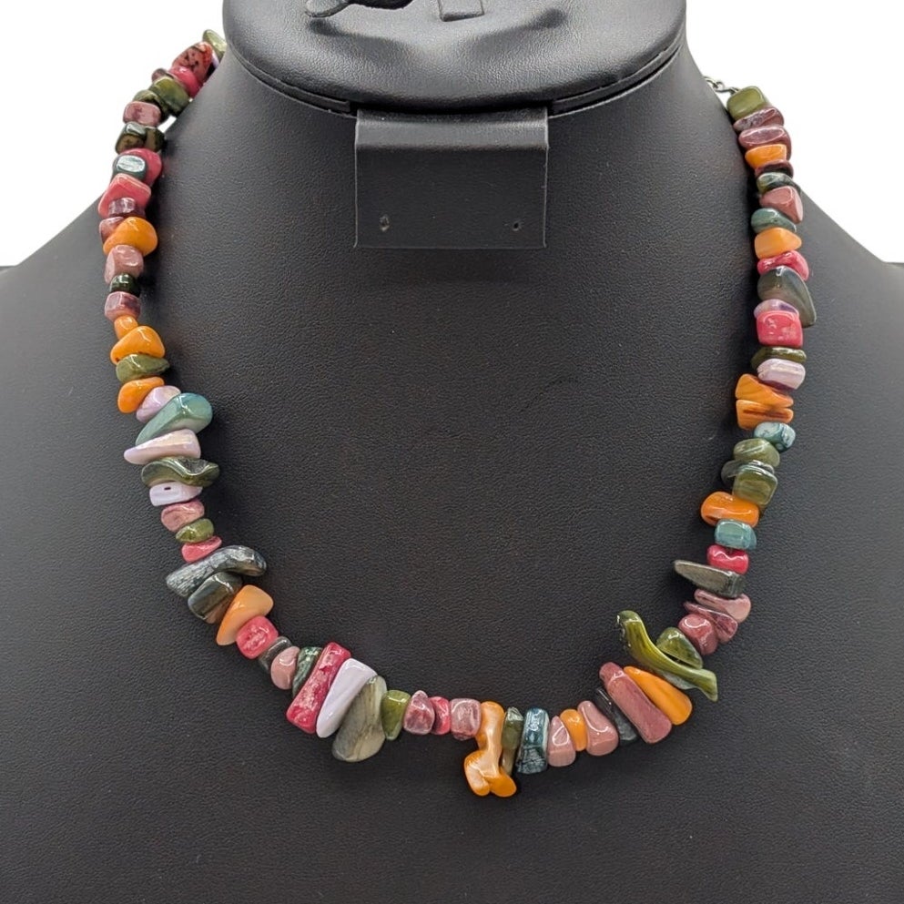 Multi-Color Shell Stone Chip Bead 17"-19" Necklace