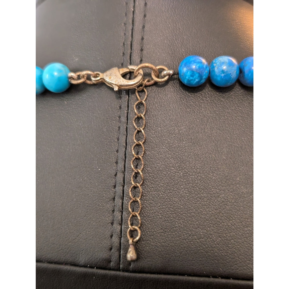Blue Stone Agate Wood Pendant Boho Long 32"-34" Necklace