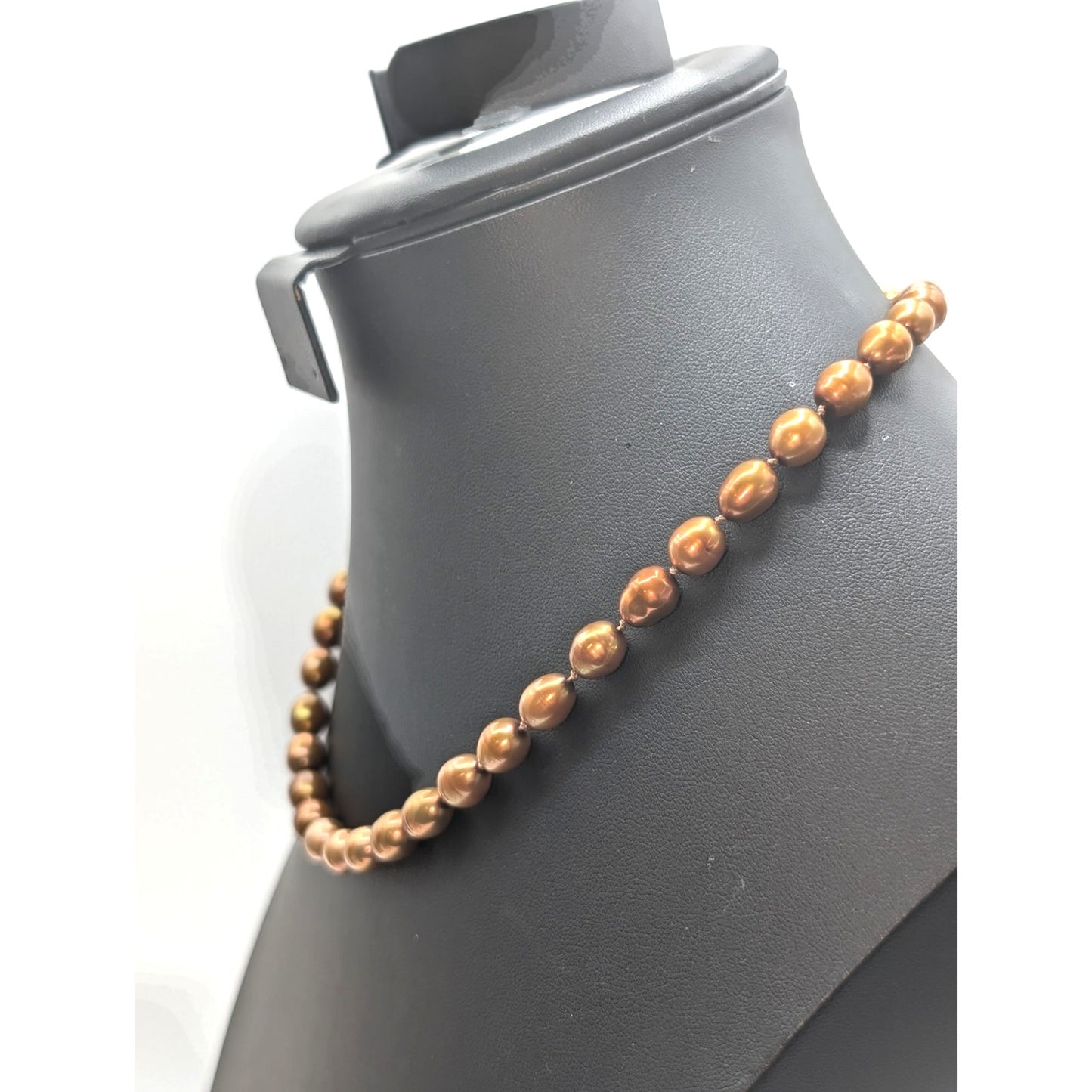 Vintage Golden Brown Genuine Pearl Knotted 18.75" Necklace