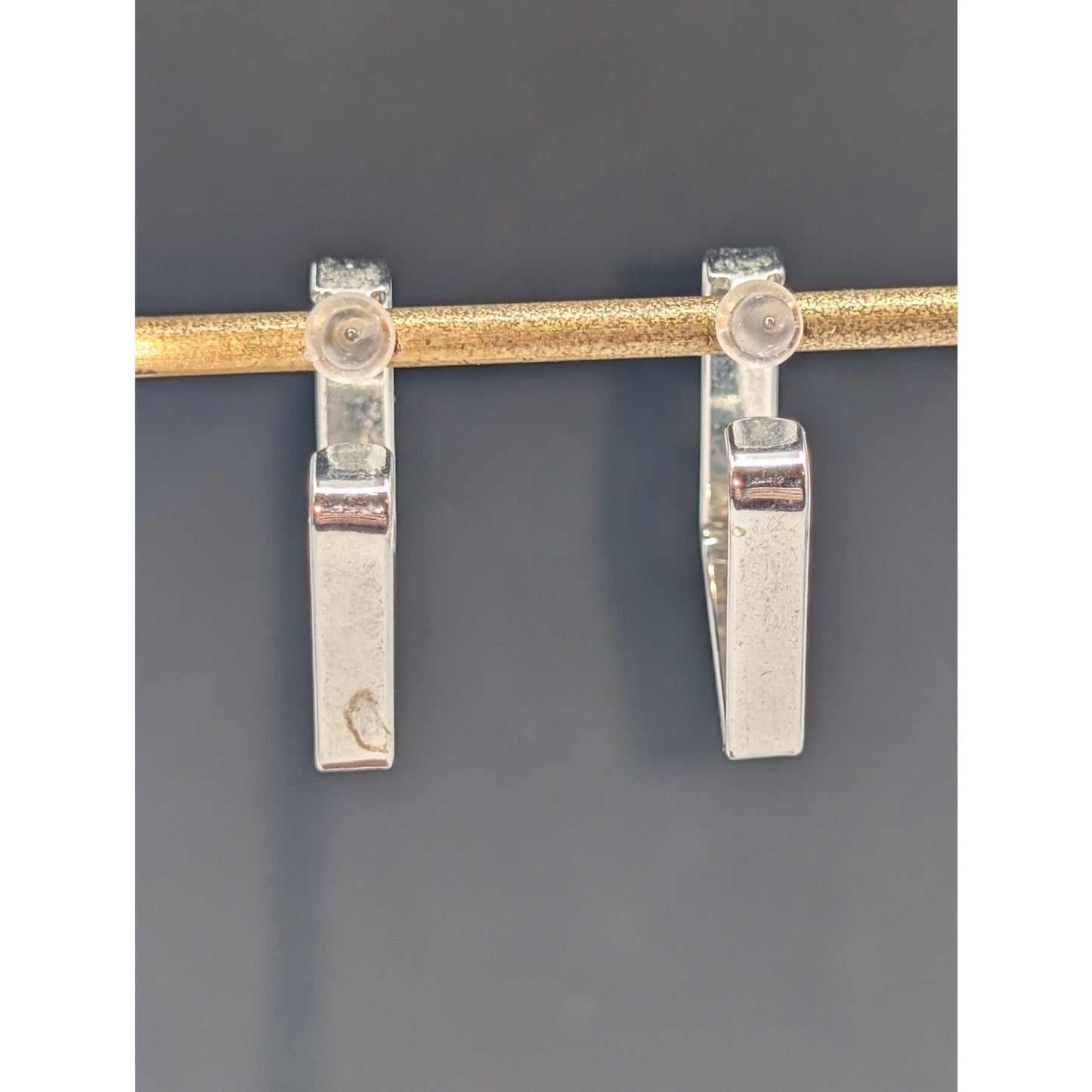 Silver Tone Square Hoop Earrings