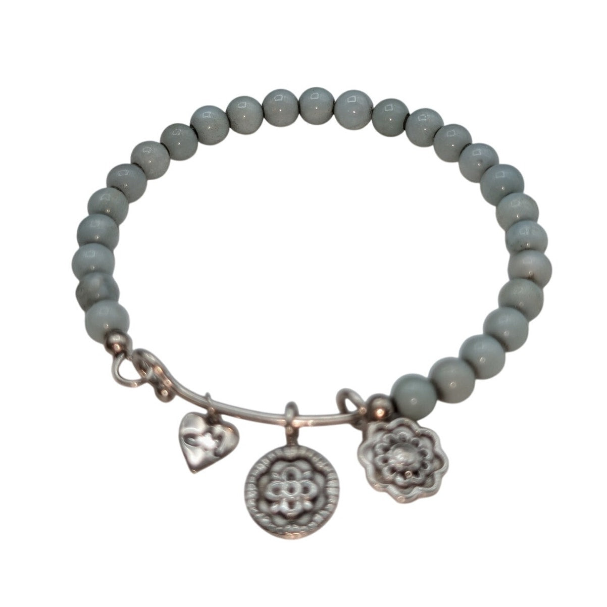 Aquamarine Bead Marked RL 925 Charm Dangle Bangle Bracelet