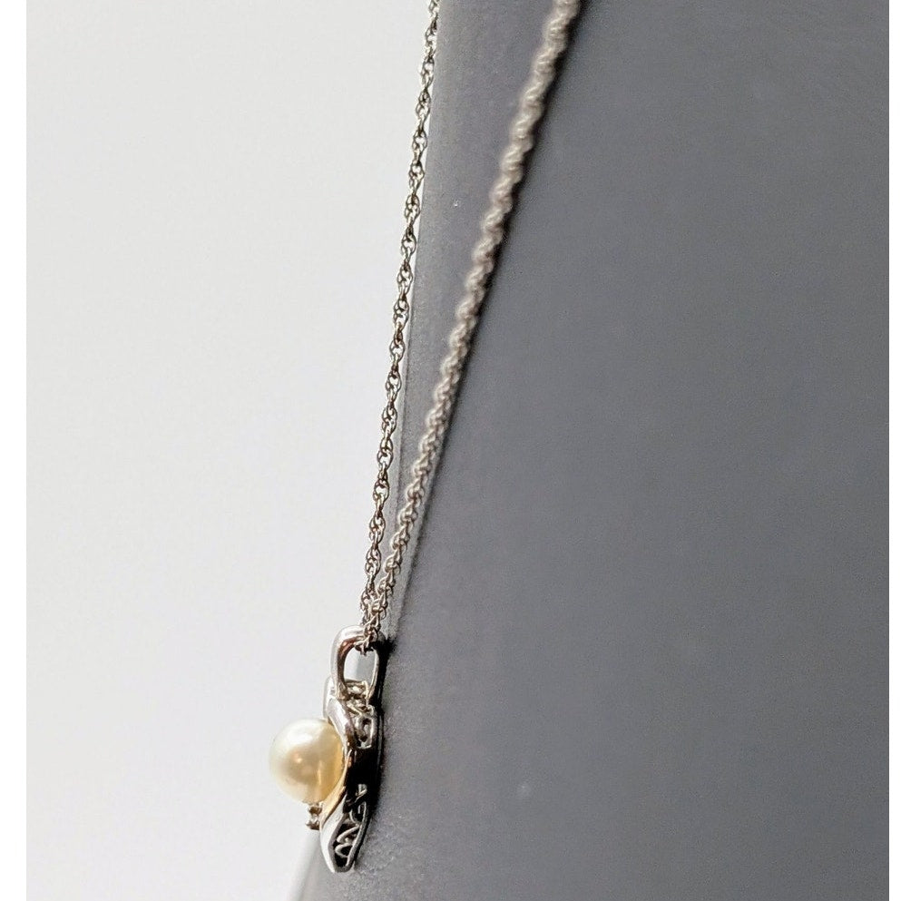 Alwand Vahan 14K Gold 925 Sterling Diamond Pearl Heart Pendant Necklace