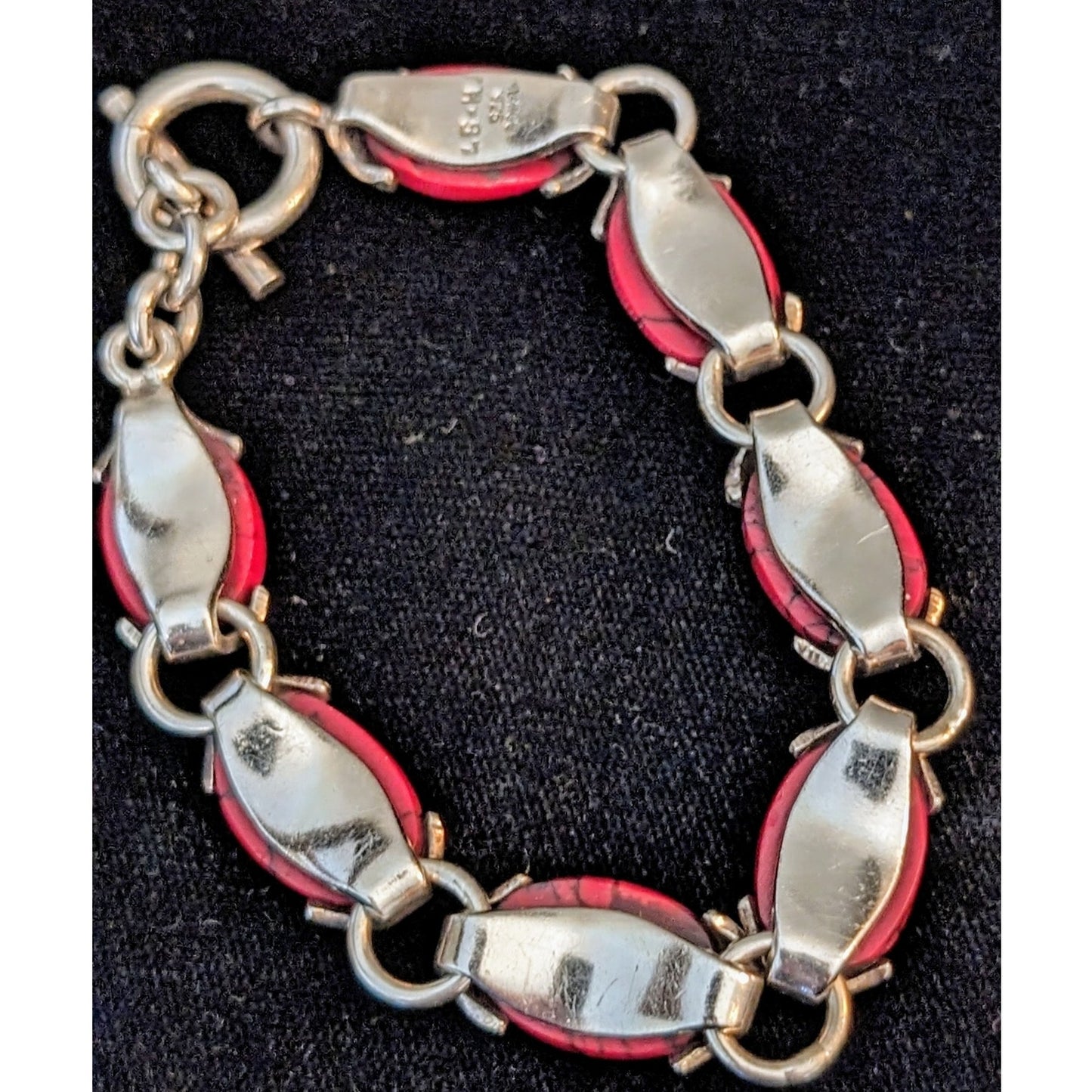 Mexican Red Jasper 925 Sterling Silver Toggle Bracelet