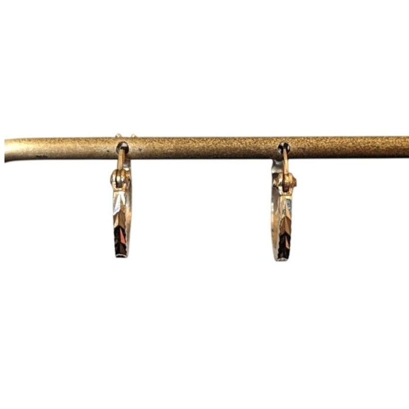 925 Sterling Silver Vermeil Textured Snap Down 1/2" Hoop Earrings