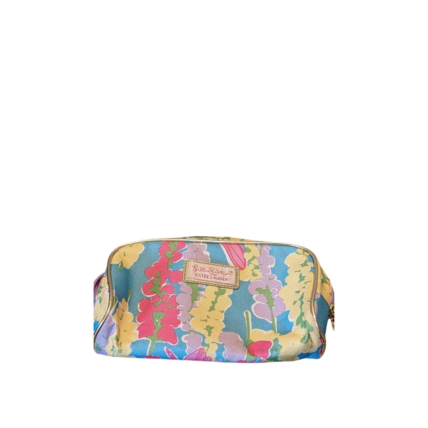 Lilly Pulitzer for Estee Lauder Snapdragon Blue Pink Cosmetic Bag