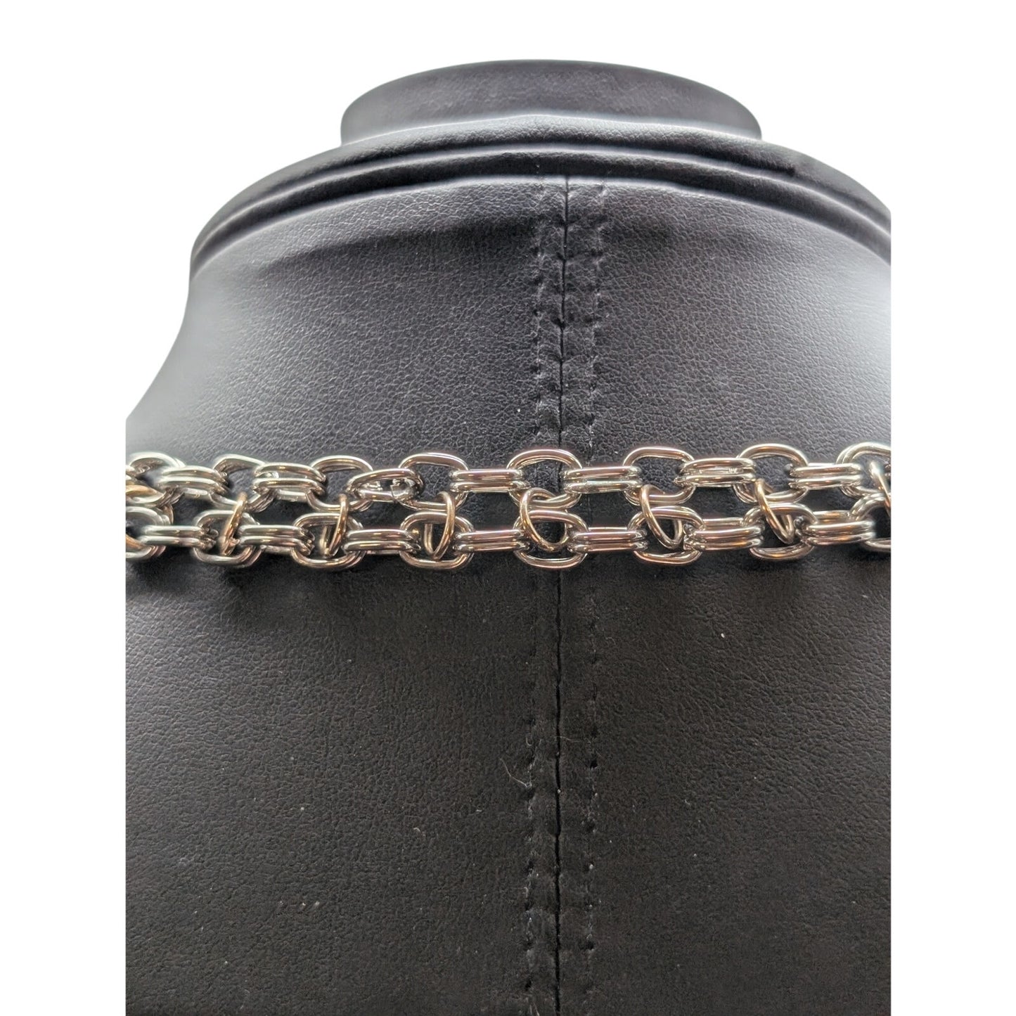 OE Two Tone Chain Front Mariner's Clasp Two Tone Curled Snake Pendant Necklace