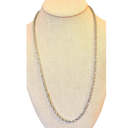 Vintage Marked Sterling 925 Rope Chain 24" Necklace