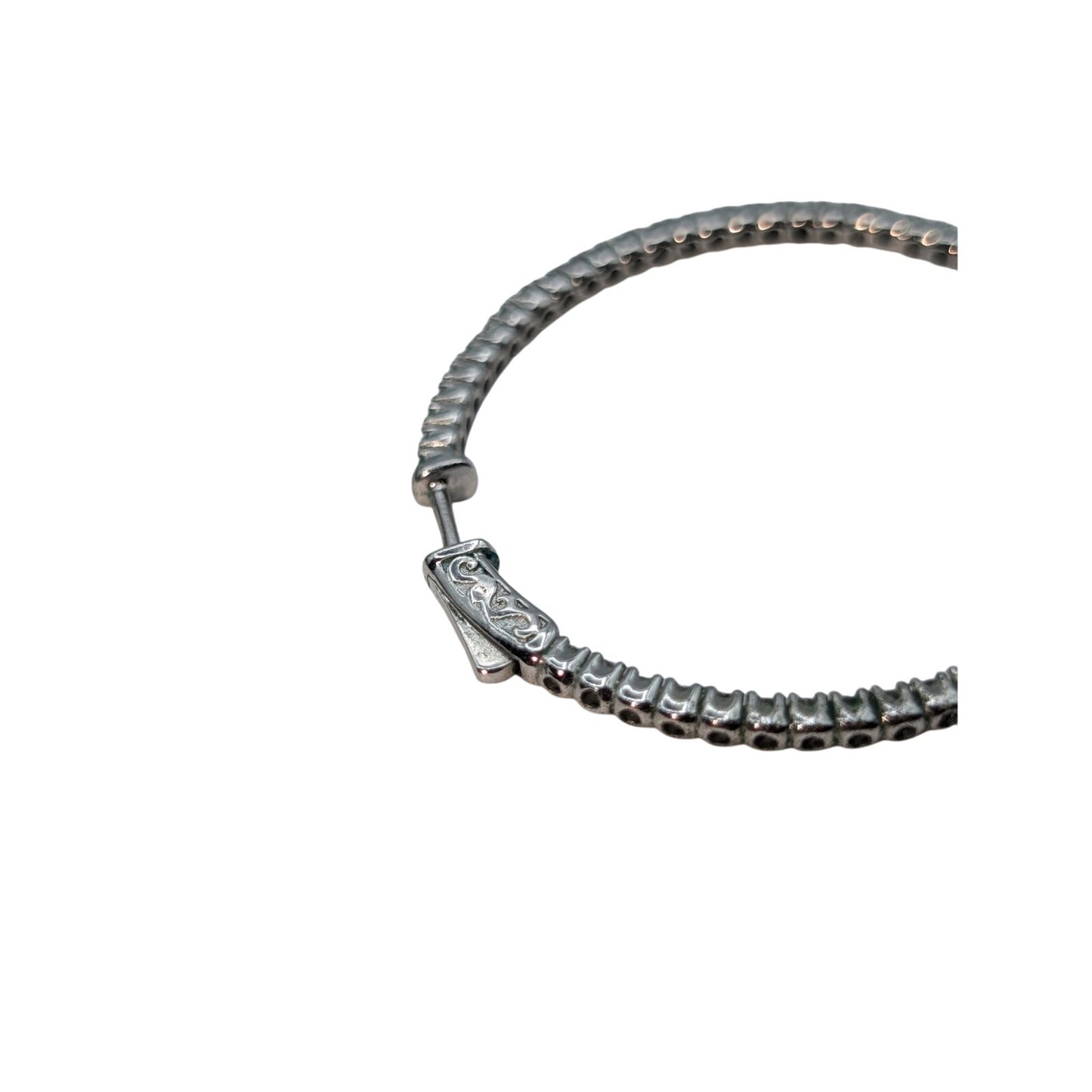 Marked 925 Gorgeous In & Out Cubic Zirconia Hoop Earrings
