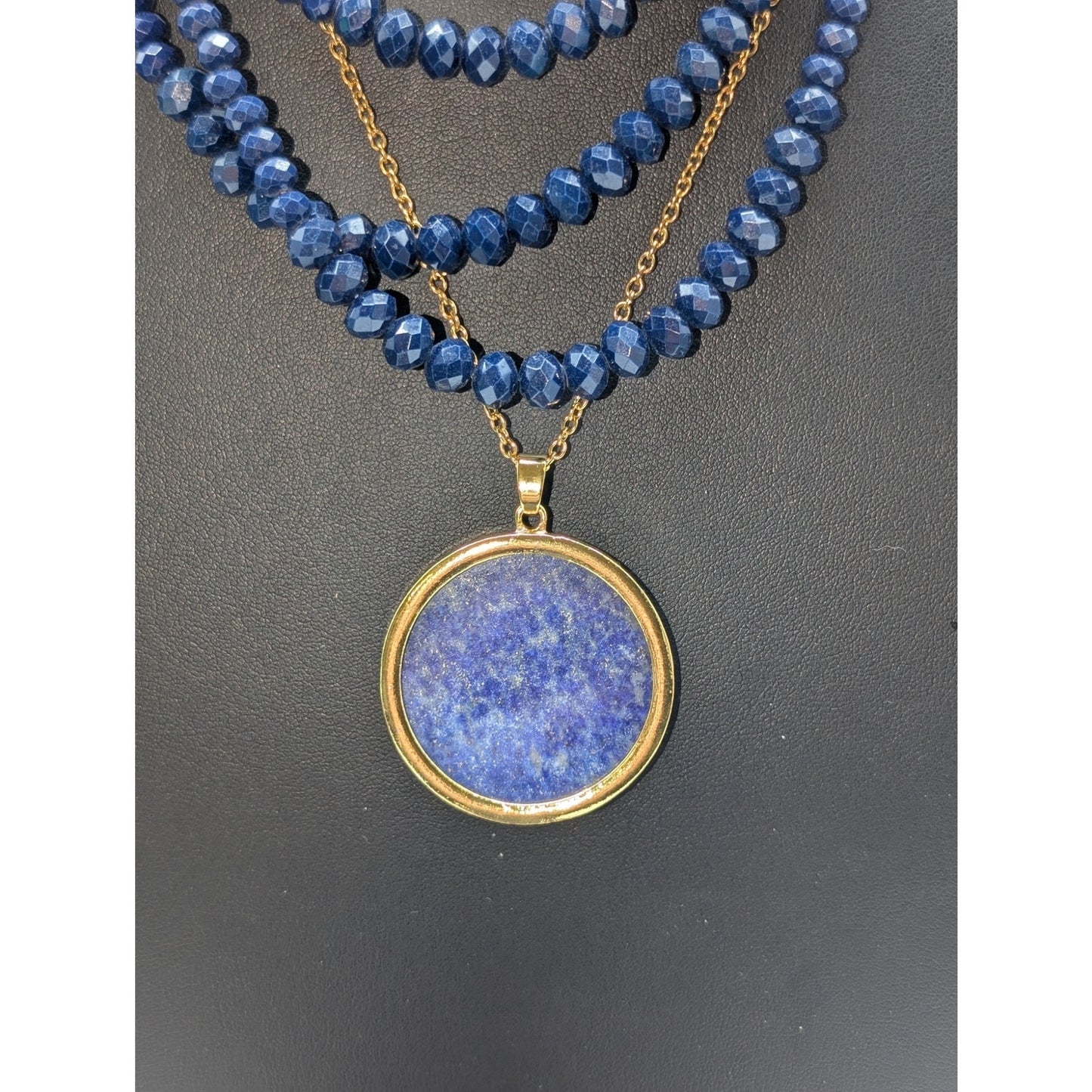 Blue Theme Jewelry Lot of Three Necklaces & Two Bracelets