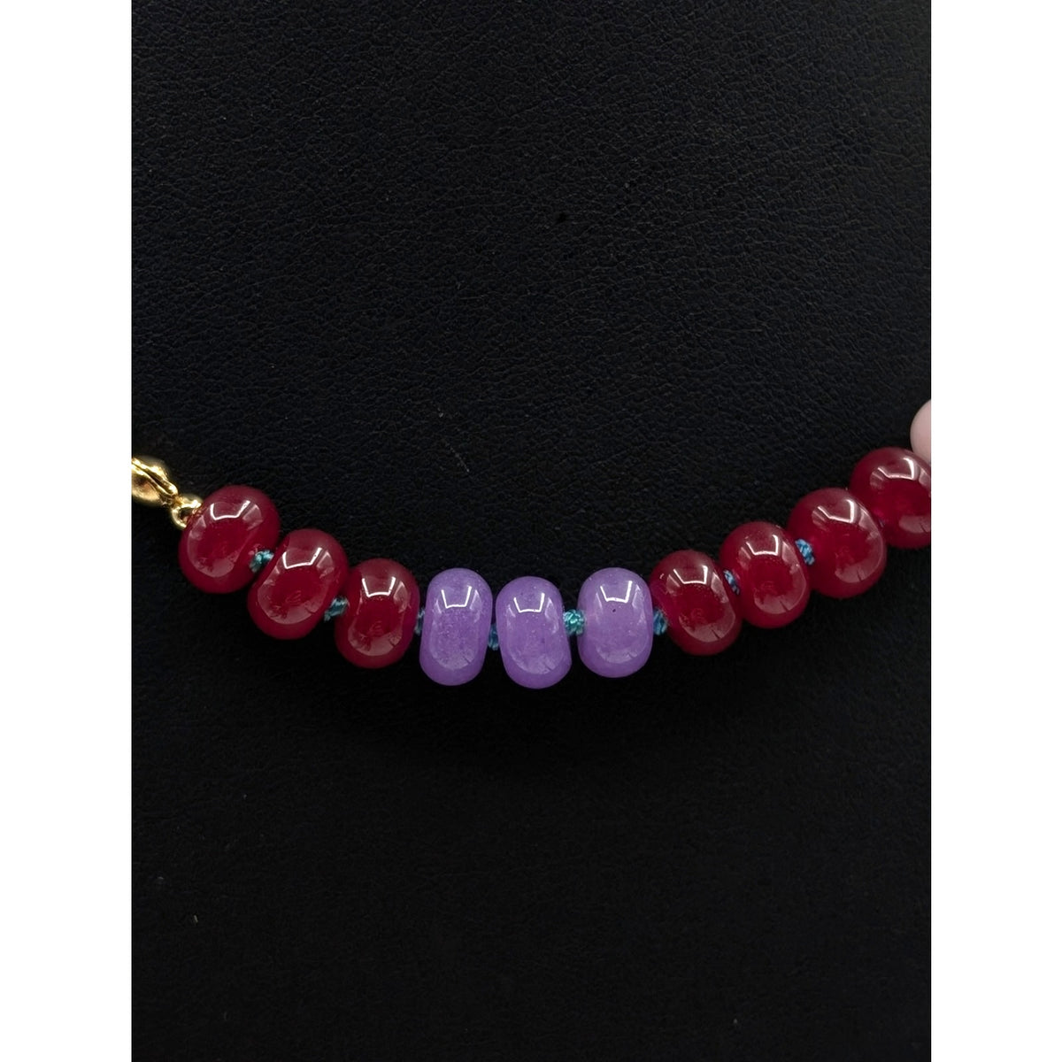 Colorful Natural Gemstone Hand-Knotted Bead 14K Gold Plated Clasp 18" Necklace