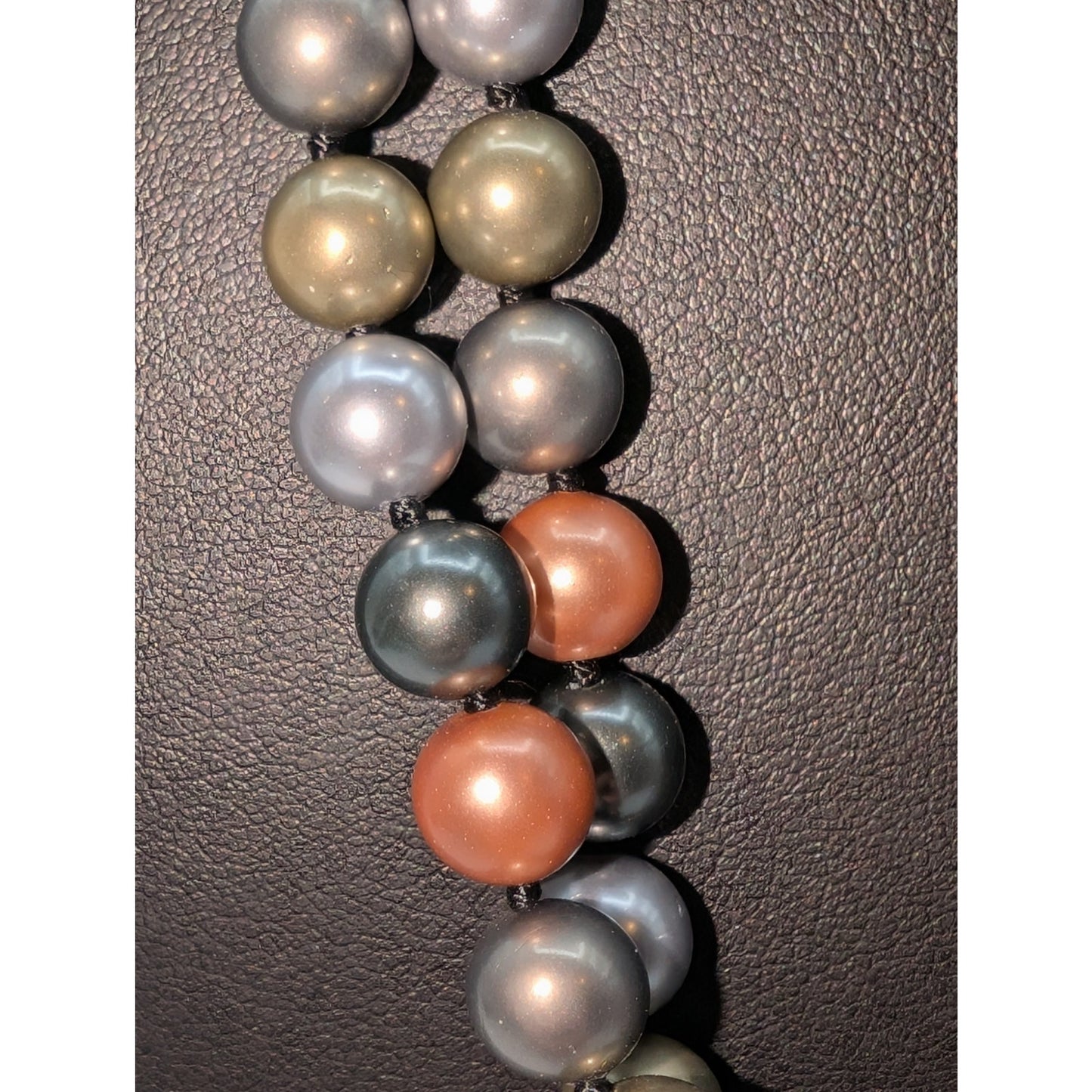 Long Strand Multi-Color Hand Knotted Glass Pearl Approximately 60" Necklace