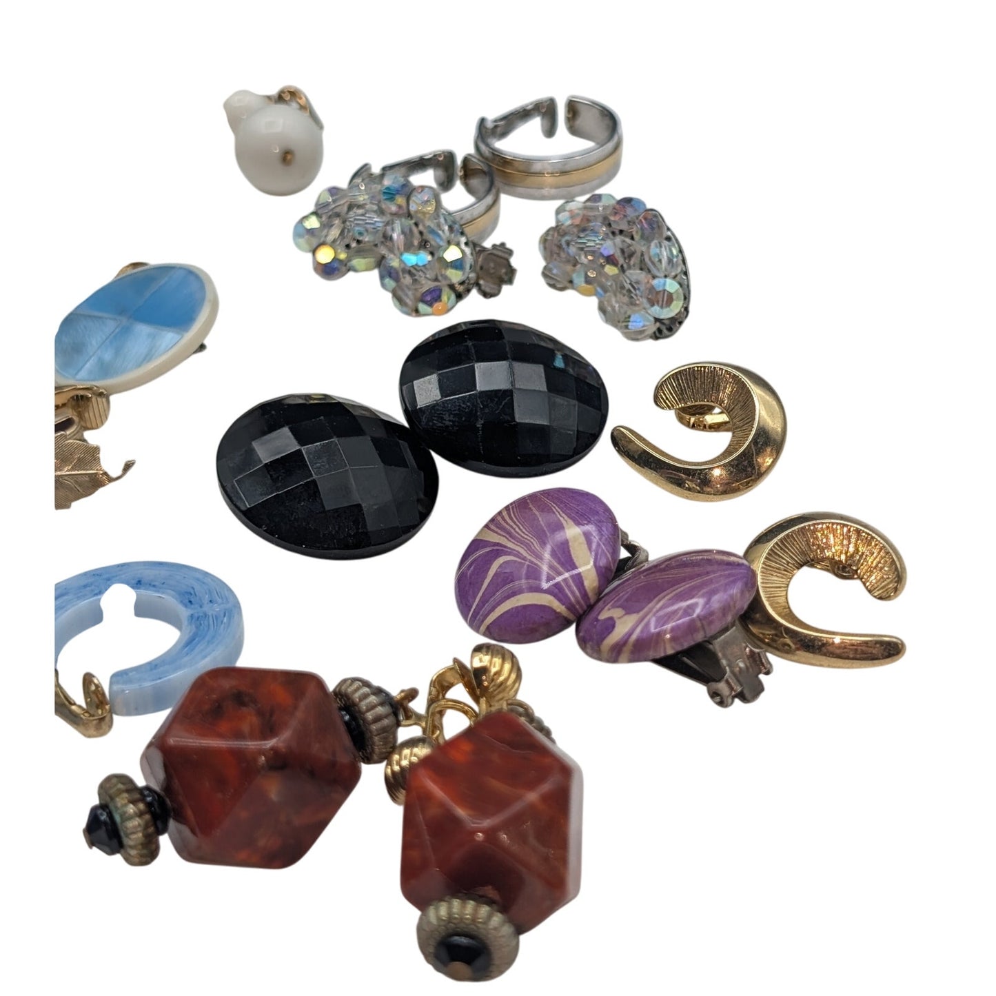 Lot of Seventeen Pair Vintage Clip On Earrings Signed and Unsigned