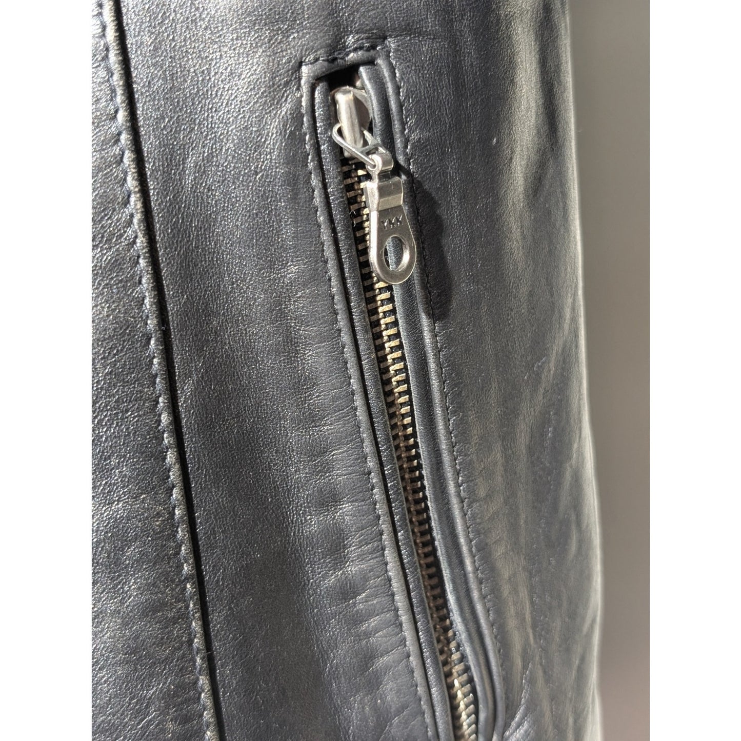 FLYING BIKES Oakwood NY Chapter Leather Zip Front Motorcycle Jacket Sz L