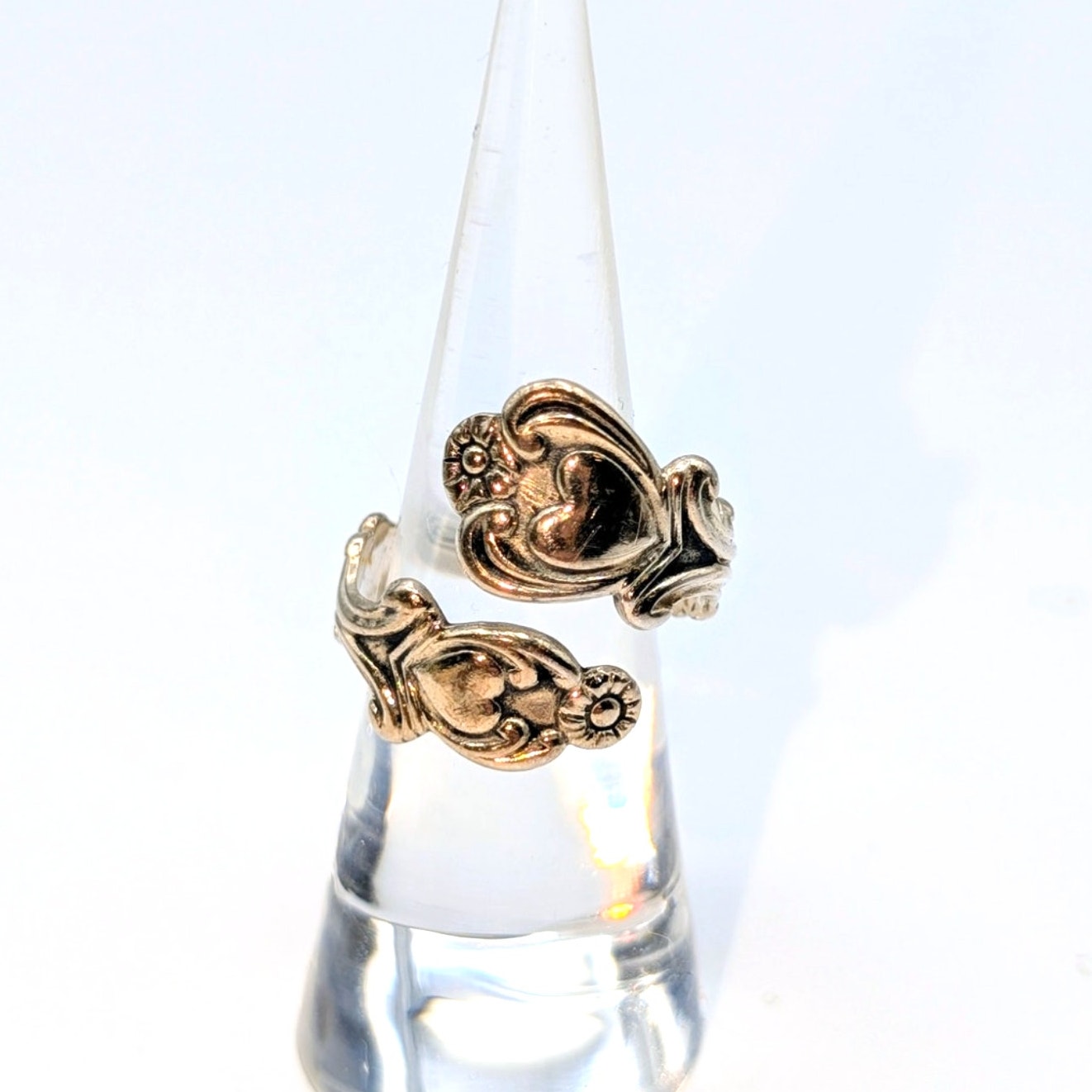 VTG Avon Sterling Silver Lovers Hearts Signed Collectible Adjustable Bypass Ring