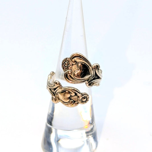VTG Avon Sterling Silver Lovers Hearts Signed Collectible Adjustable Bypass Ring