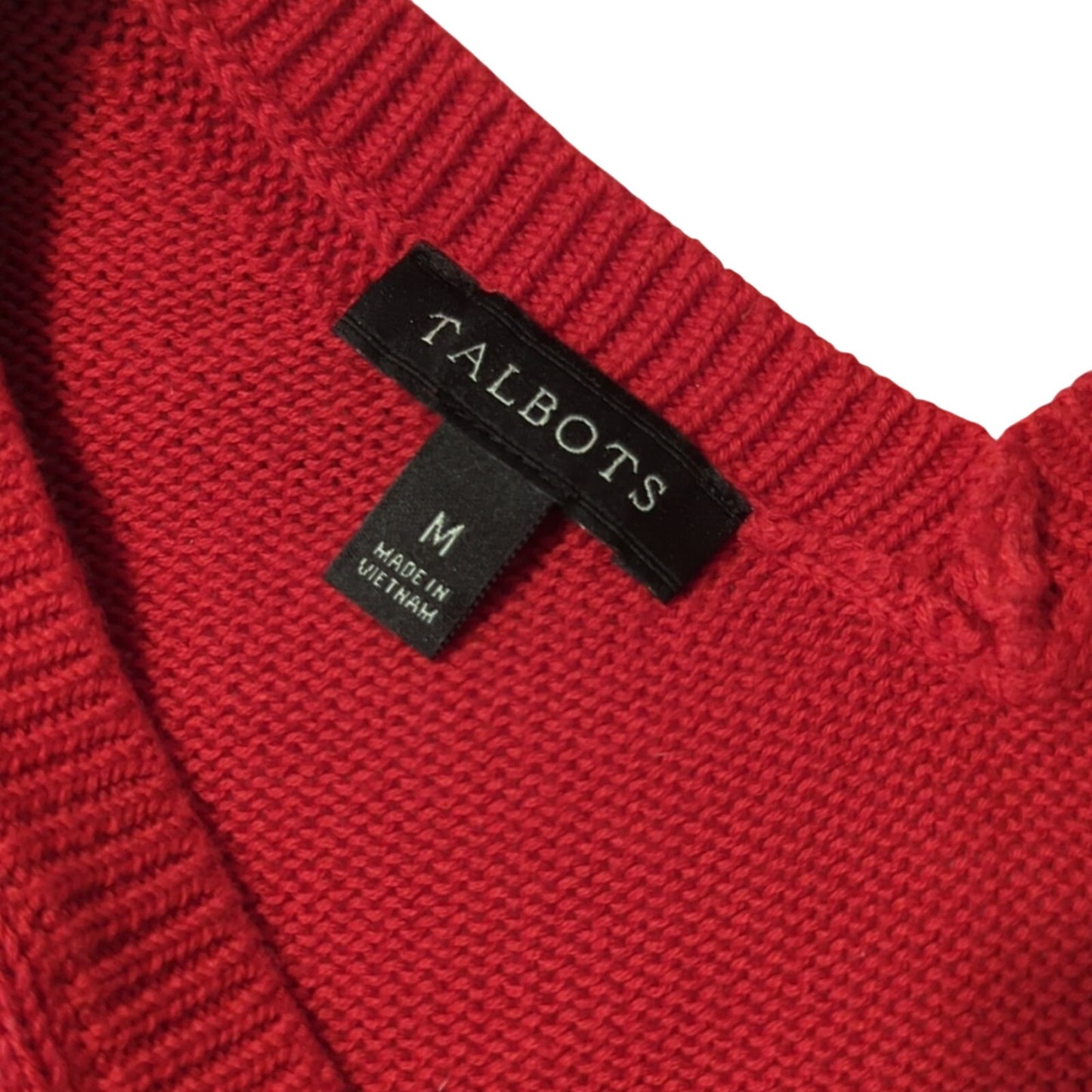 TALBOTS Red Pima Cotton Double V Tie Back Sweater Pullover Long Top Womens Sz M