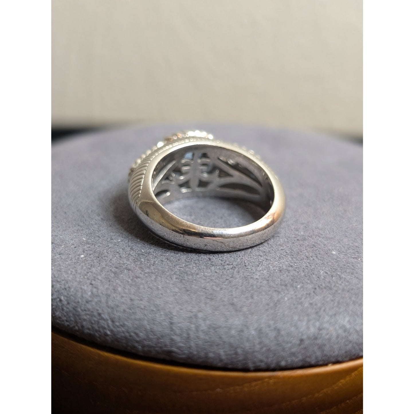 Judith Ripka Sterling Silver Blue Chalcedony Diamonique CZ Ring Size 7.75
