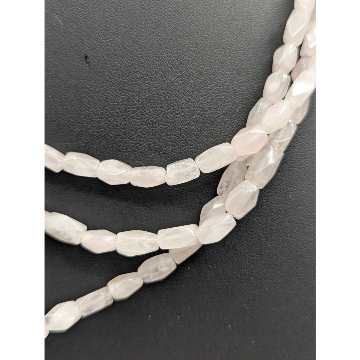 AB Lavender Crystal Pink Rose Quartz Stone 1 Strand to 3 Silver Tone Necklace